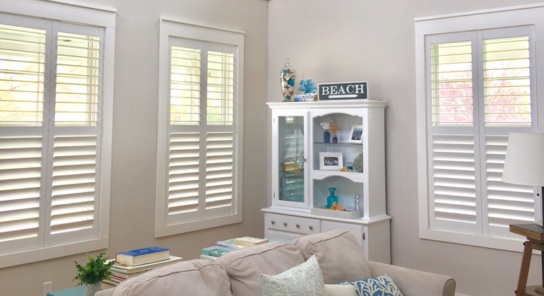 faux wood shutters in Cincinnati sunroom